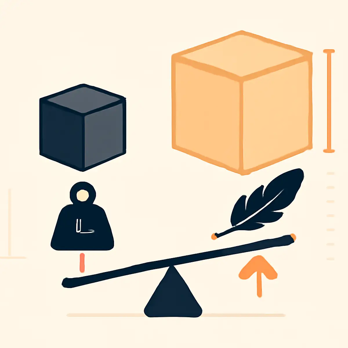 Visualization comparing actual weight versus volumetric weight on cargo cartons, with two cube illustrations showing how dense and bulky cargo bill differently