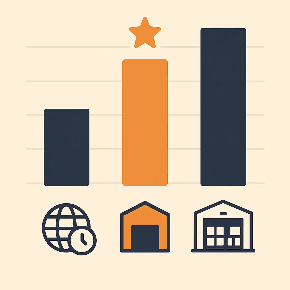 Margin comparison bar chart showing net margin per delivered order across the three dropshipping models, with brand orange highlighting the UAE-local 3PL model as the optimal balance between margin and inventory risk