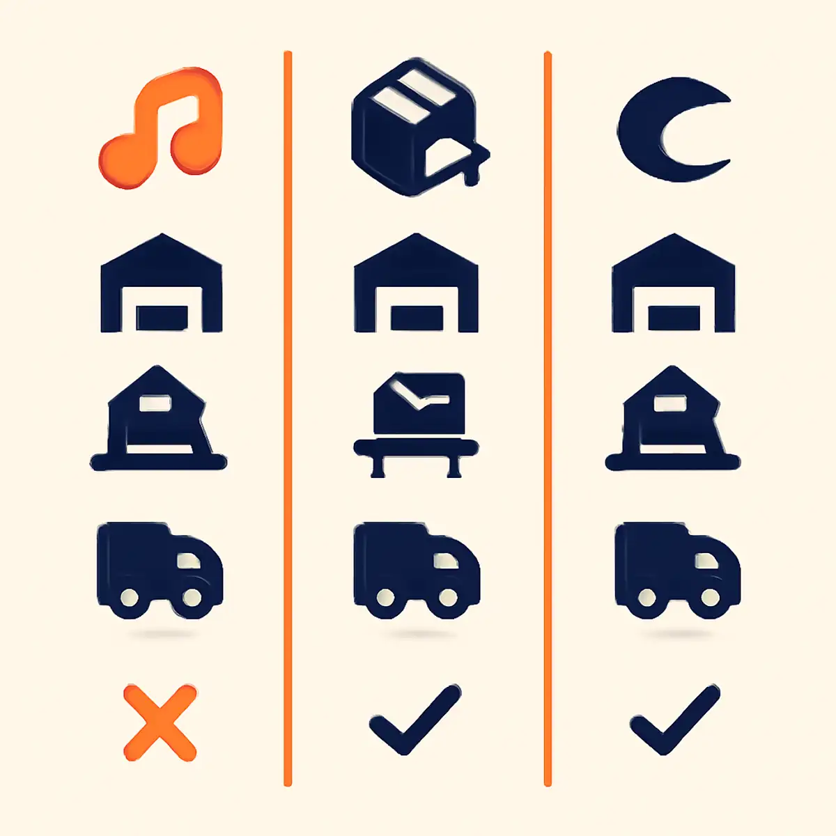 Comparison flow diagram showing TikTok Shop, Amazon UAE FBA, and Noon FBN fulfillment paths side by side, with brand orange highlighting where TikTok Shop UAE differs from the other platforms due to no FBT availability